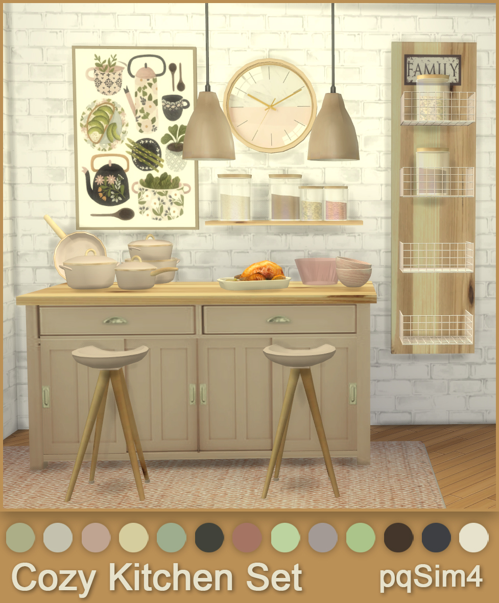 Cozy Kitchen Set. The Sims 4 Custom Content.