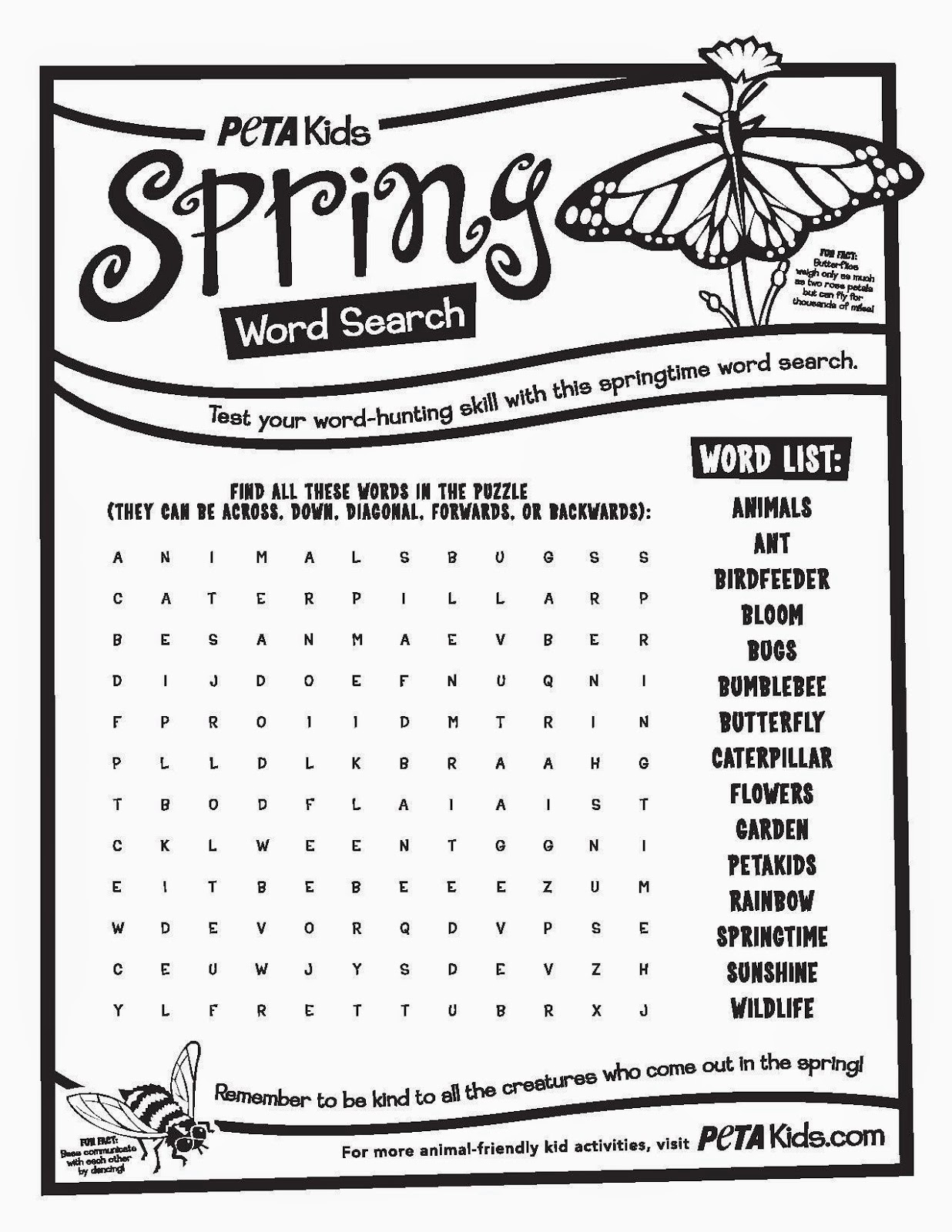 Free Printable Spring Word Search Templates Printable