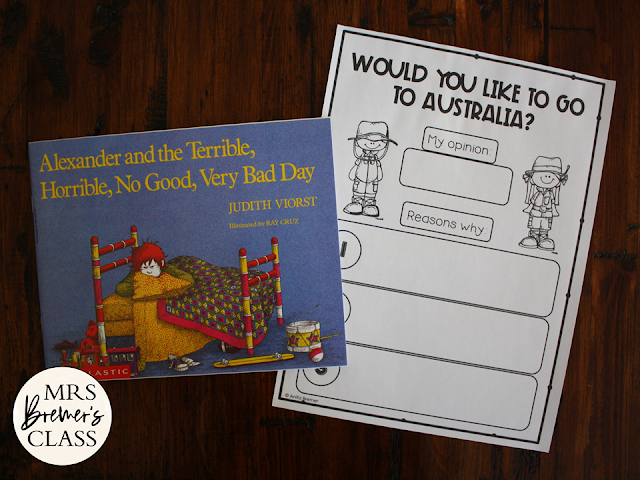 Alexander and the Terrible Horrible No Good Very Bad Day book study activities unit with Common Core aligned literacy companion activities and a craftivity for First Grade and Second Grade