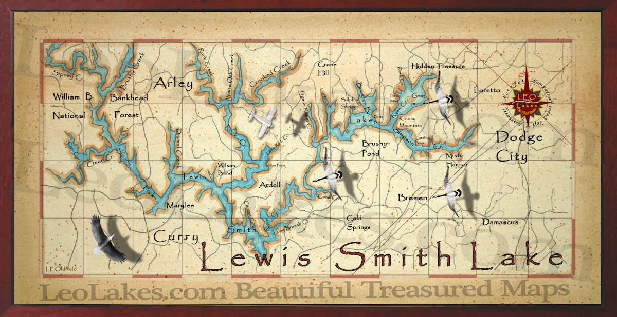 Old field Studio Lewis Smith Lake Decor Map