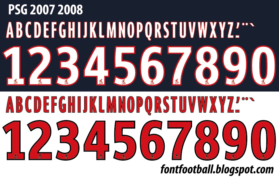 FONT FOOTBALL: Font Vector PSG Paris Saint Germain (LFP) 2007 2008 kit