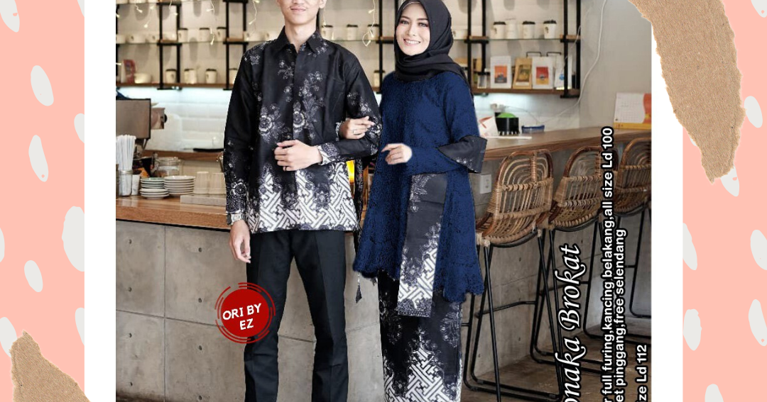 Model Baju  Kebaya Batik  Couple Sarimbit Tunik Kombinasi 