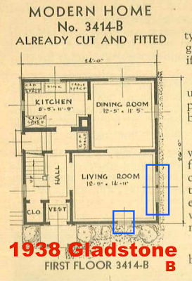 Sears Gladstone 1938 small porch floor plan B
