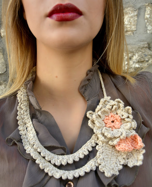 Autumnal Rose - a crochet necklace
