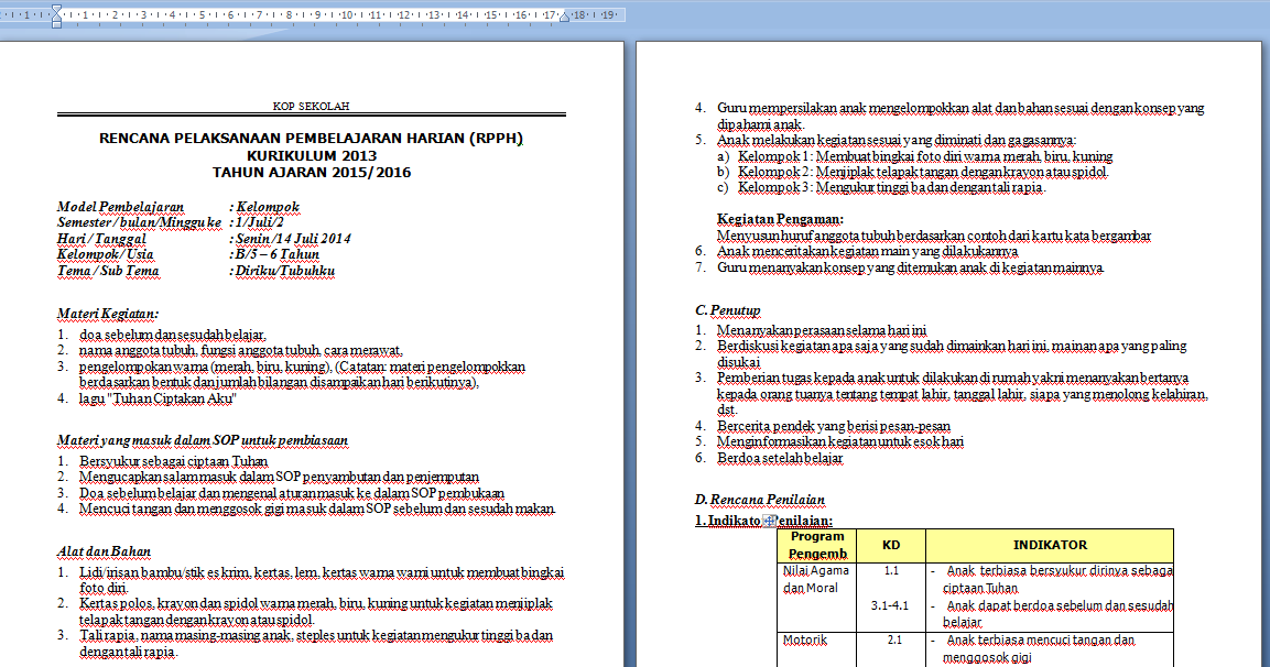 Contoh Rpp Model Pembelajaran Inkuiri Kurikulum 2013 Sd