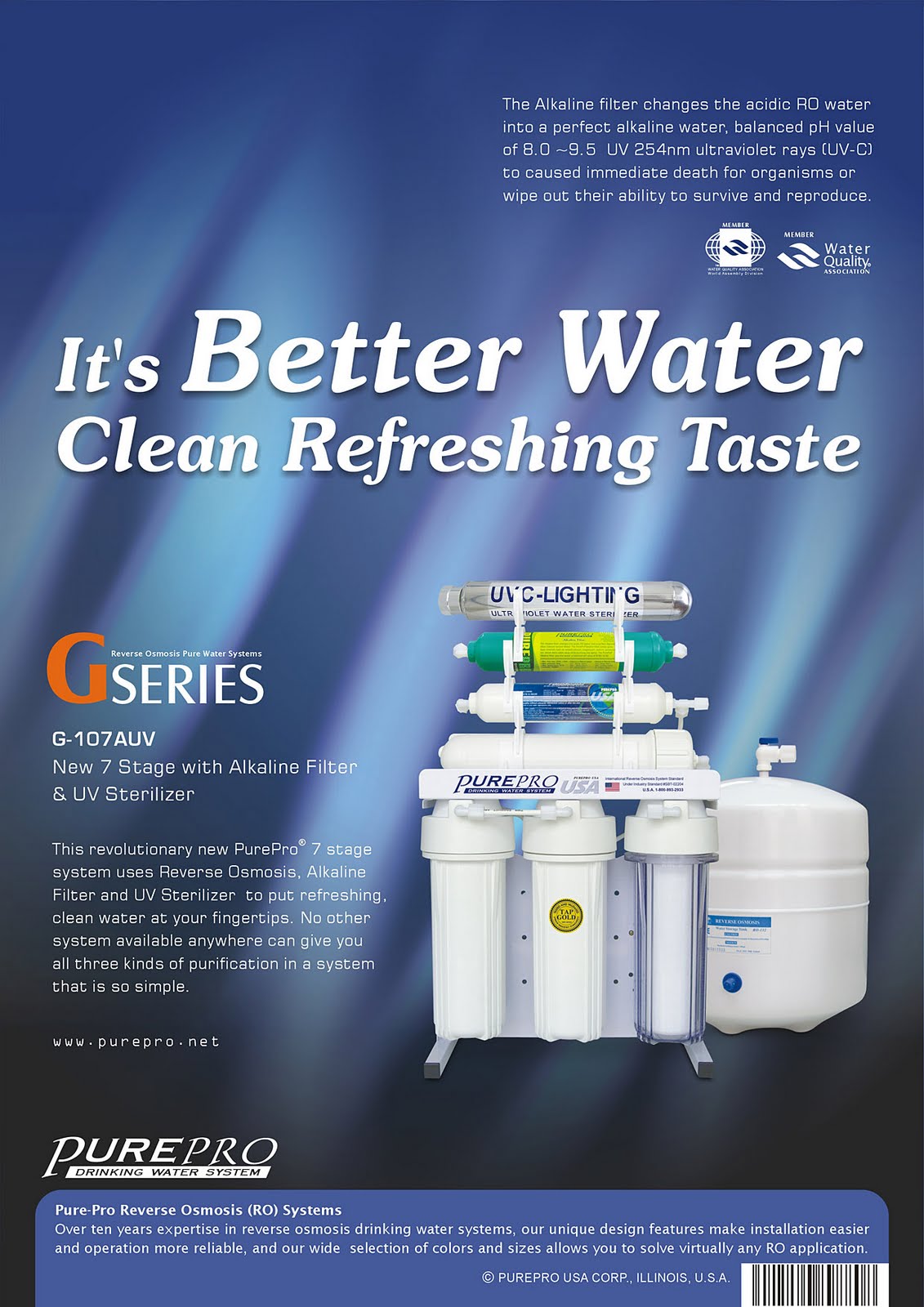 PurePro® G-107AUV Reverse Osmosis Water Filtration System