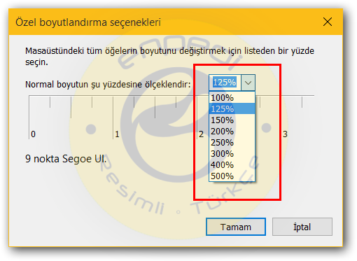 windows 10 da metinlerin flu bulanik