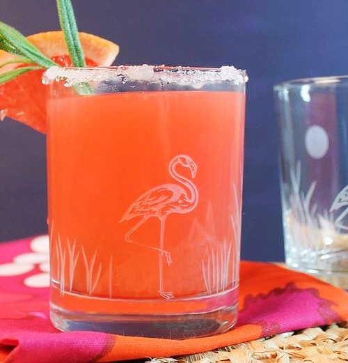 Flamingo Etched Glasses Glassware