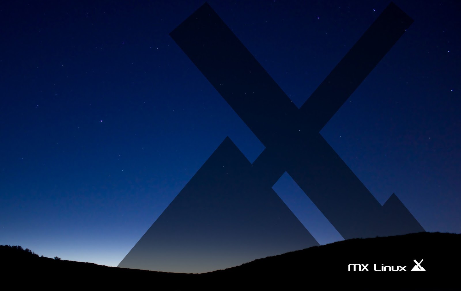 Wallpaper blue di MX Linux.