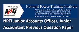 NPTI Junior Accounts Officer and Junior Accountant Previous Question Paper