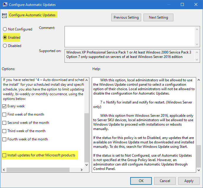 Nhận bản cập nhật cho các sản phẩm khác của Microsoft khi bạn cập nhật Windows