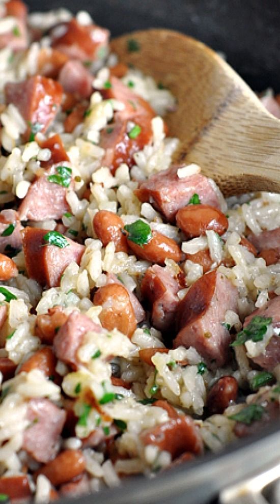 Skillet Beans and Rice with Kielbasa Food Inspiration Healthy