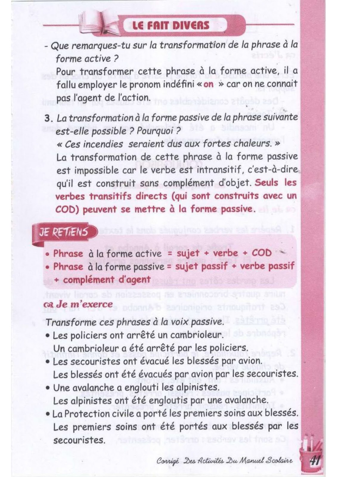 حل تمارين صفحة 40 الفرنسية للسنة الثالثة متوسط - الجيل الثاني