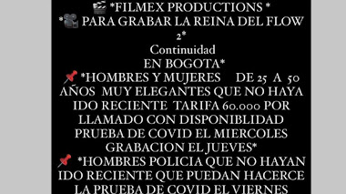 BOGOTÁ: CASTING NETFLIX - La reina del flow se buscan EXTRAS hombres y mujeres entre 25 a 50 años
