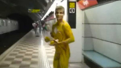performing males: Naked man promotes mobile phone company while naked