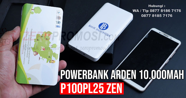 Powerbank ZEN P100PL25, Powerbank Arden 10000mAh P100PL25 untuk souvenir, ARDEN POWERBANK SLIM 10.000mAh - P100PL25