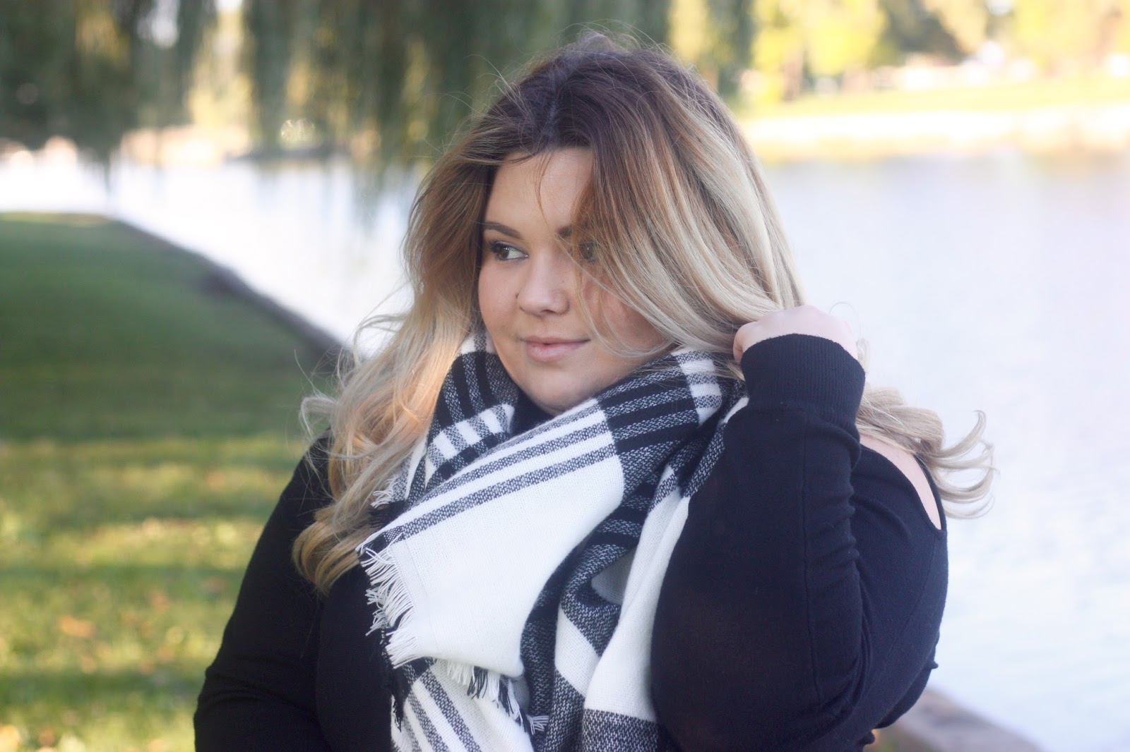 blanket scarf, meijer, meijer style, cargo skinny jeans, plus size style, plus size fashion, cold shoulder trend, sweater cut-out, natalie craig, natalie in the city, wide calf knee high boots, fashion blogger, chicago blogger, midwest blogger, plus size blogger, fall fashion 2016
