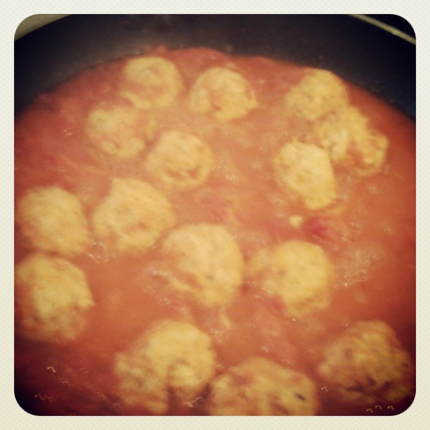 Keep Calm and Carry On Cooking Nigella's Turkey Meatballs with Tomato Sauce my version
