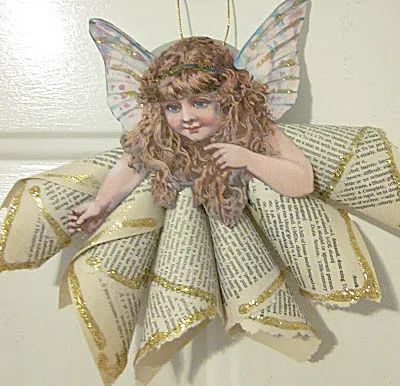 Angel ornament from book pages