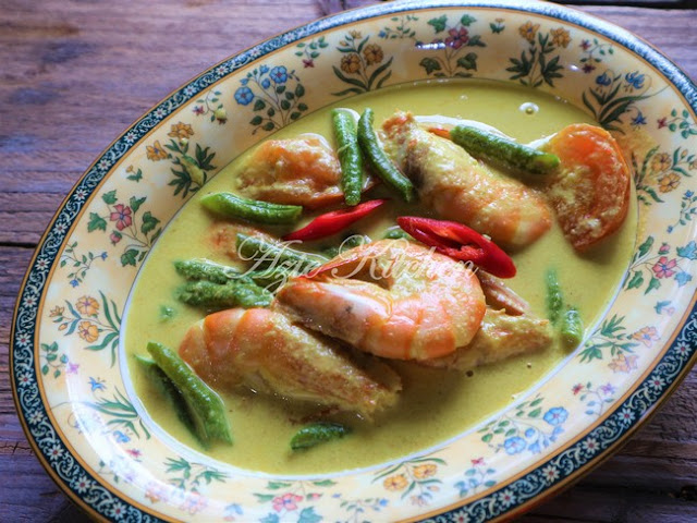 Masak Lemak Udang Dengan Kacang Panjang 