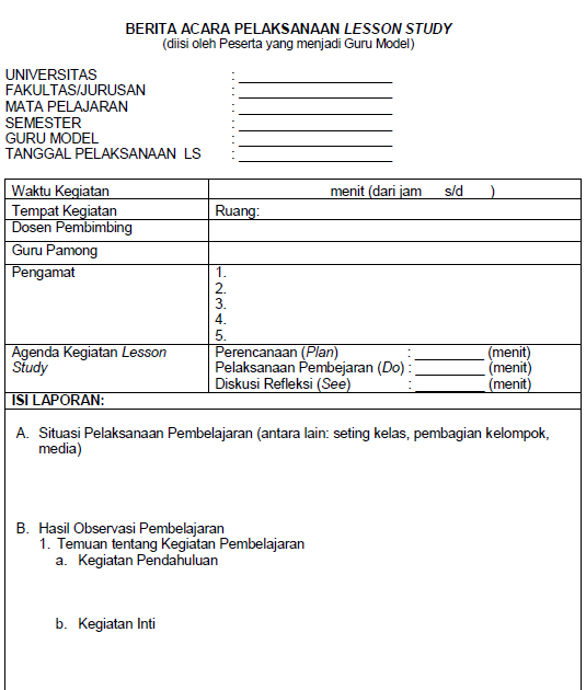 Contoh Format Laporan Evaluasi Dan Refleksi Diri Guru