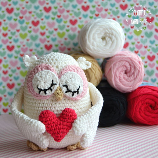 Crochet Valentine's Owl by VendulkaM - creative kit Crochet Valentine's Owl - crochet pattern by Vendula Maderska