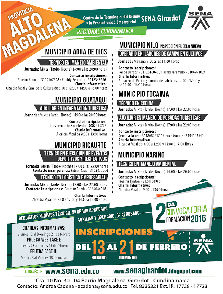 Oferta académica para las sedes del Alto Magdalena