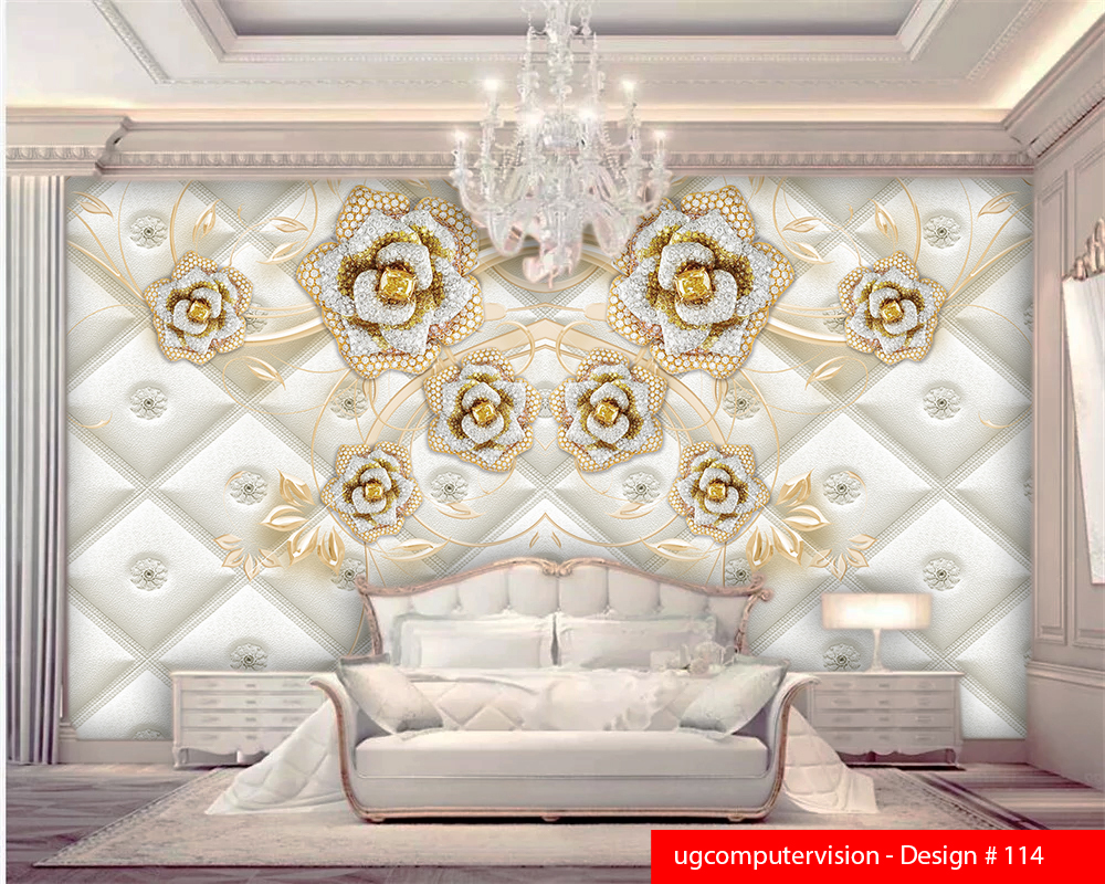 Golden Background on 3D Tiles ornament White Background UG-Design # 114