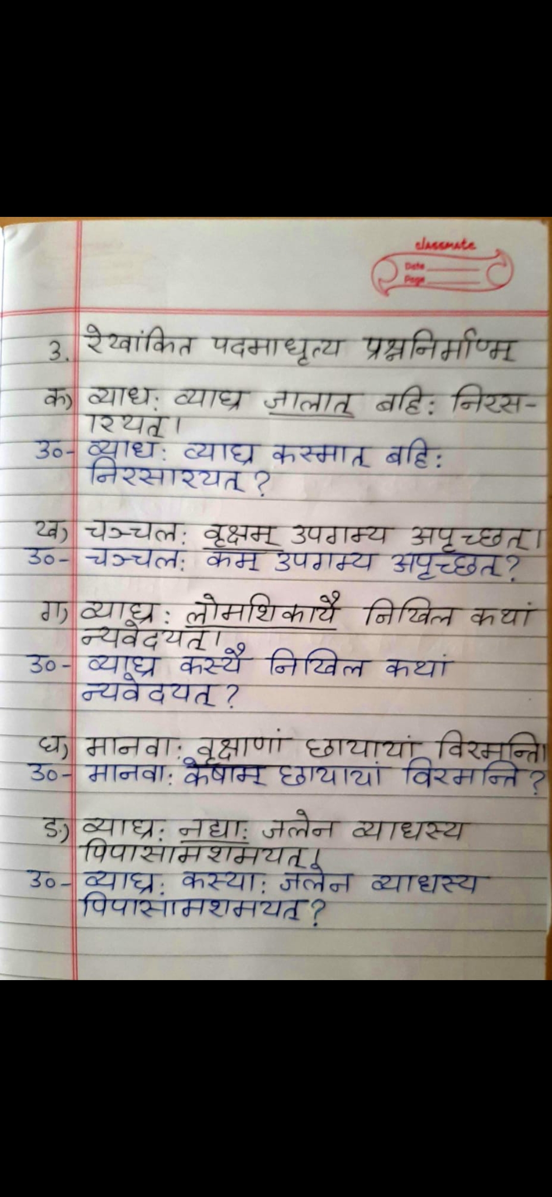 Sanskrit Ch 5 (Notebook work)