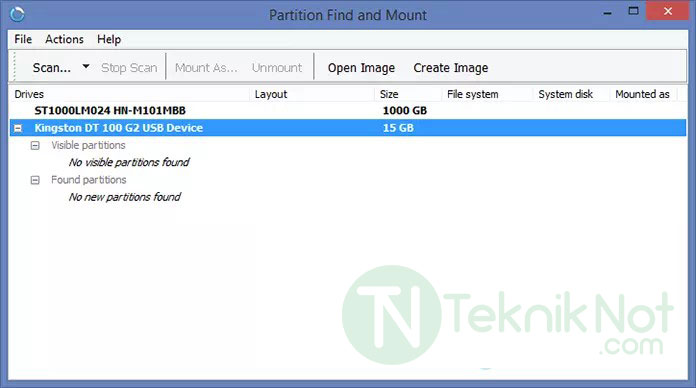 Partition Find and Mount ile kaybolan bölümü geri getirme