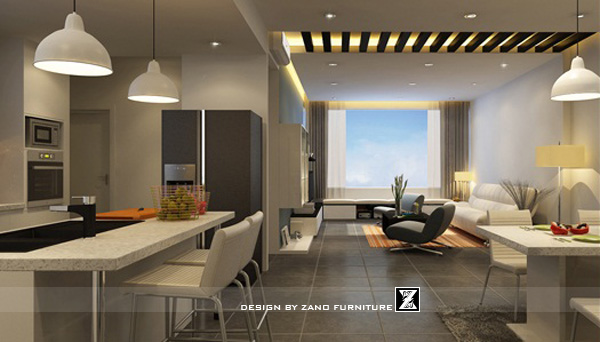 Thiết kế nội thất bếp và phòng ăn căn hộ 2106S2 - Sai Gon Pearl