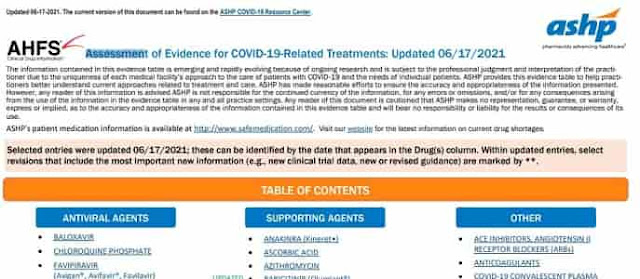 Avaliação de evidências para tratamentos relacionados a COVID-19: Atualizado em 17/06/2021