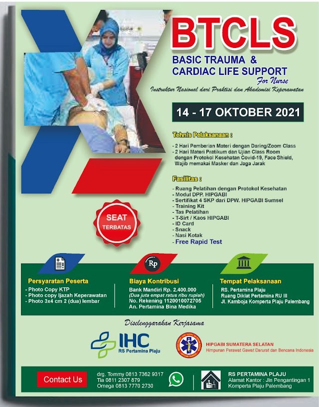 Pelatihan BTCLS (Basic Trauma Cardiac Life Support) Lokasi Palembang