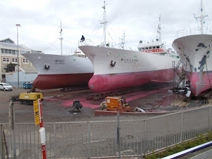 A working harbour and ship repair yard  on "V & A Waterfront.".