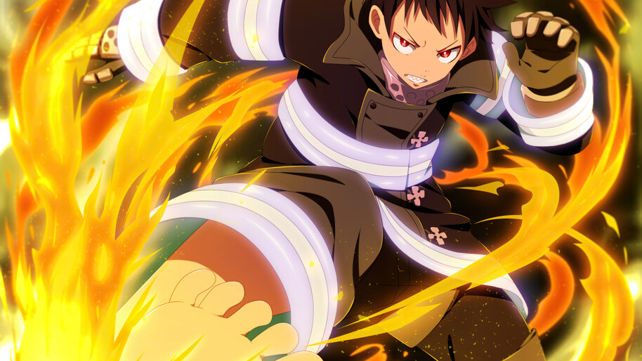 Fire Force Shinra Kusakabe On Fire With Gray Background HD Anime Wallpapers, HD Wallpapers