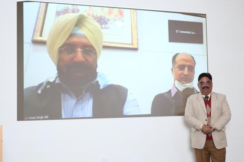 CTU Vice Chancellor Dr Harsh Sadawarti along with Vivan Singh Gill, Vice President Operations, Max Super Speciality Hospital on the screen during signing of MoU