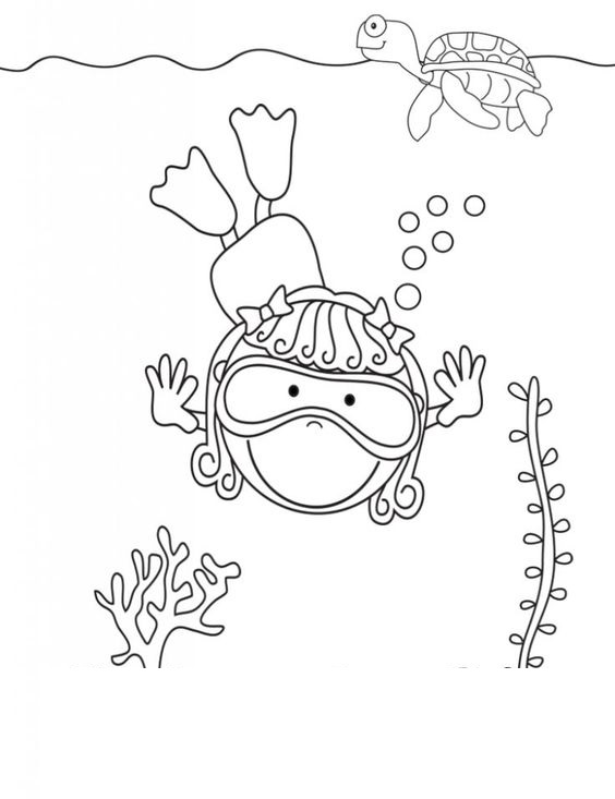 Tranh tô màu chủ đề mùa hè thám hiểm đại dương