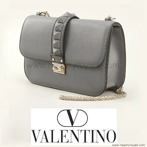 Crown princess Victoria carried Valentino Gray Glam Lock Shoulder Bag