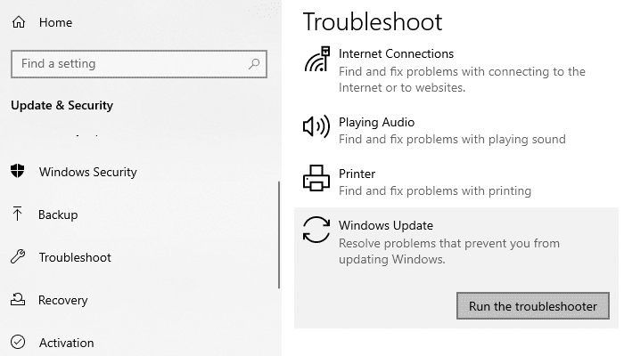 Solucionador de problemas de actualización de Windows