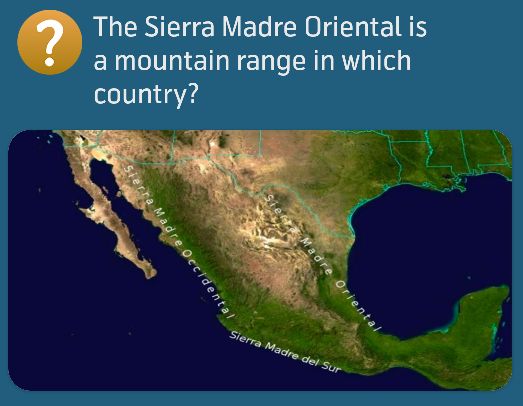 Sierra Madre Oriental Map The Sierra Madre Oriental Is A Mountain Range In Which Country?