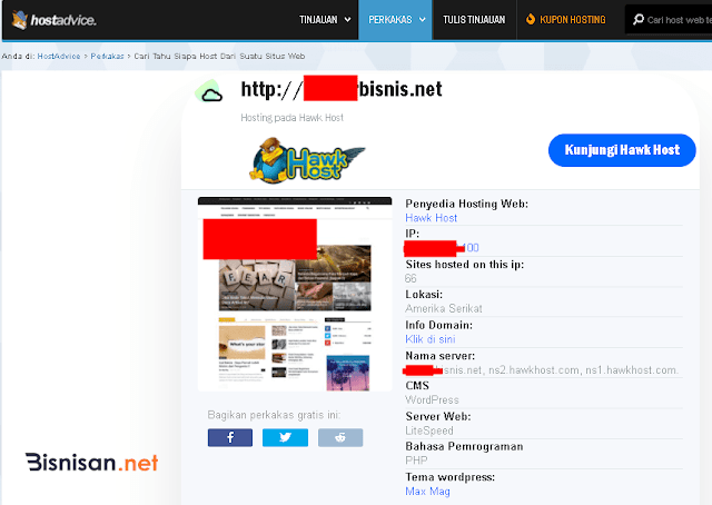 cara cek hosting suatu website