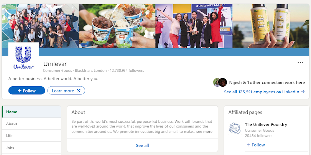 LinkedIn company page example