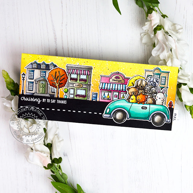 Sunny Studio Stamps: Cruising Critters Happy Home City Streets Interactive Card by Rachel Alvarado