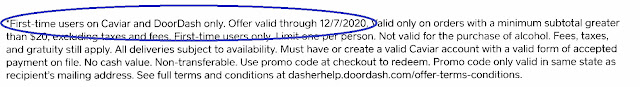 caviar postcard disclosure text 10/2020 caviar postcard disclosure text 10/2020