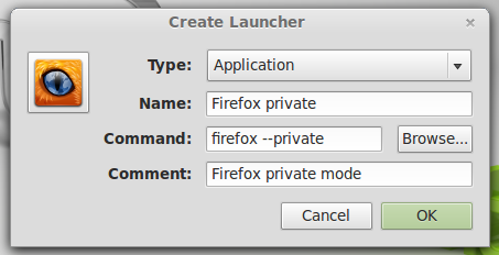  create launcher in Linux Mint 13 Cinnamon