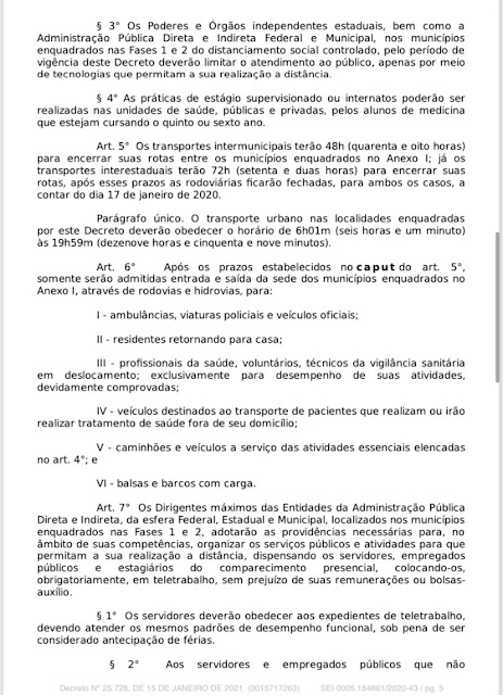 Governo lança novo decreto e restringe a circulação de pessoas das 20h às 6h – LEIA NA ÍNTEGRA