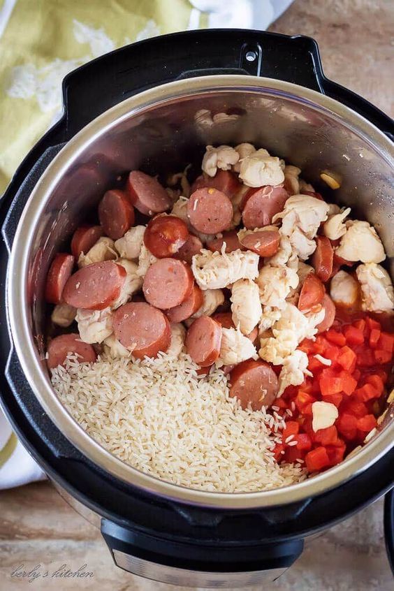Instant Pot Sausage and Chicken Jambalaya healthy dinner recipe