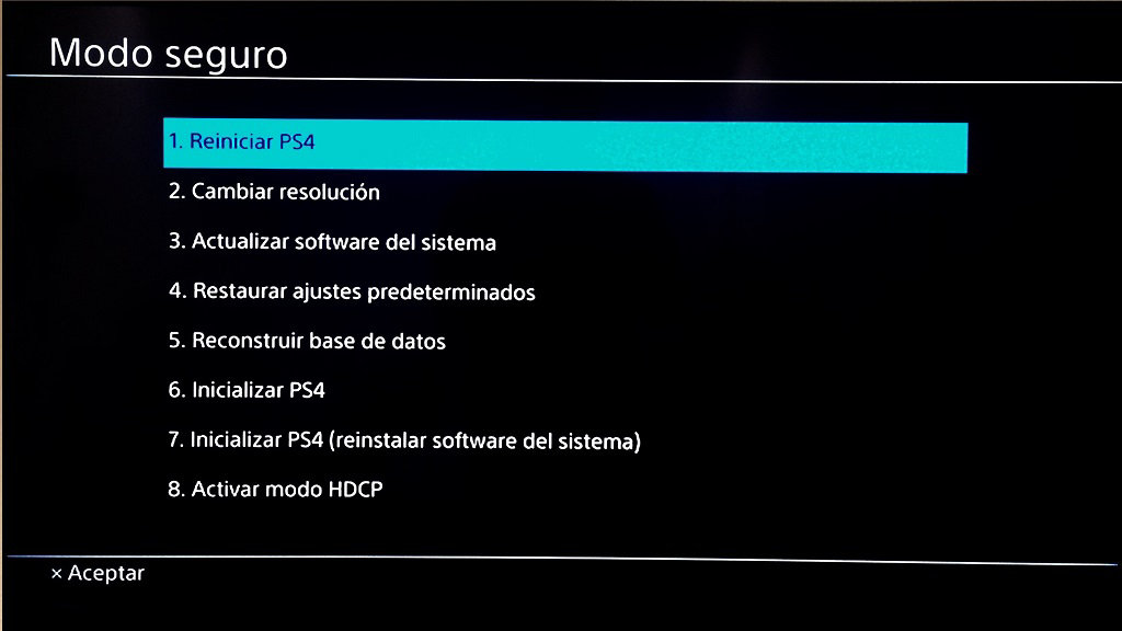 Modo seguro del sistema PlayStation 4 Resuelve problemas de Inicio de
