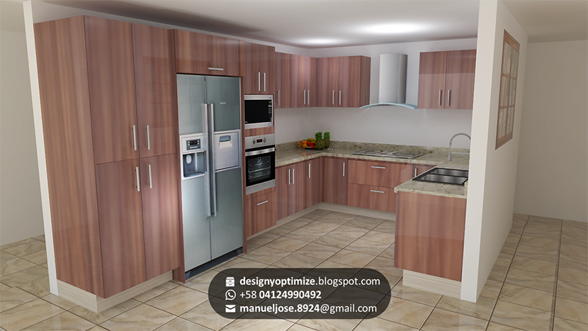 Diseño De Muebles Madera: 0218 Cocina Forma U Color Madera / Héctor