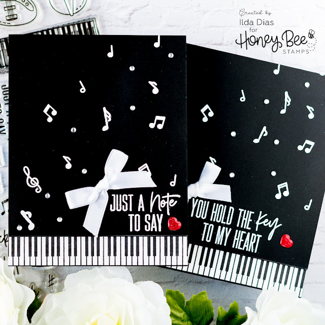 Simple Piano Cards for Honey Bee Stamps by ilovedoingallthingscrafty.com